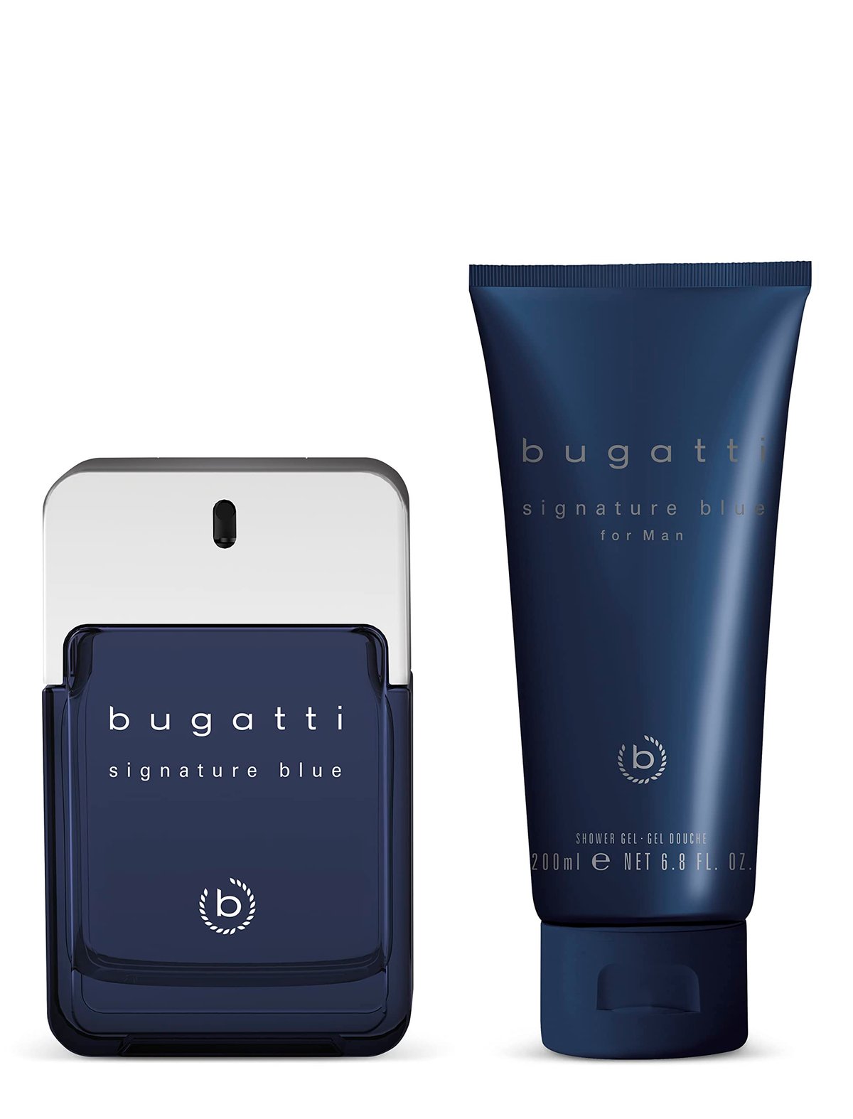 Подарочный набор туалетная вода и гель для душа для мужчин Bugatti Signature Blue 3556585074 Темно-синий 100 мл + 200 мл