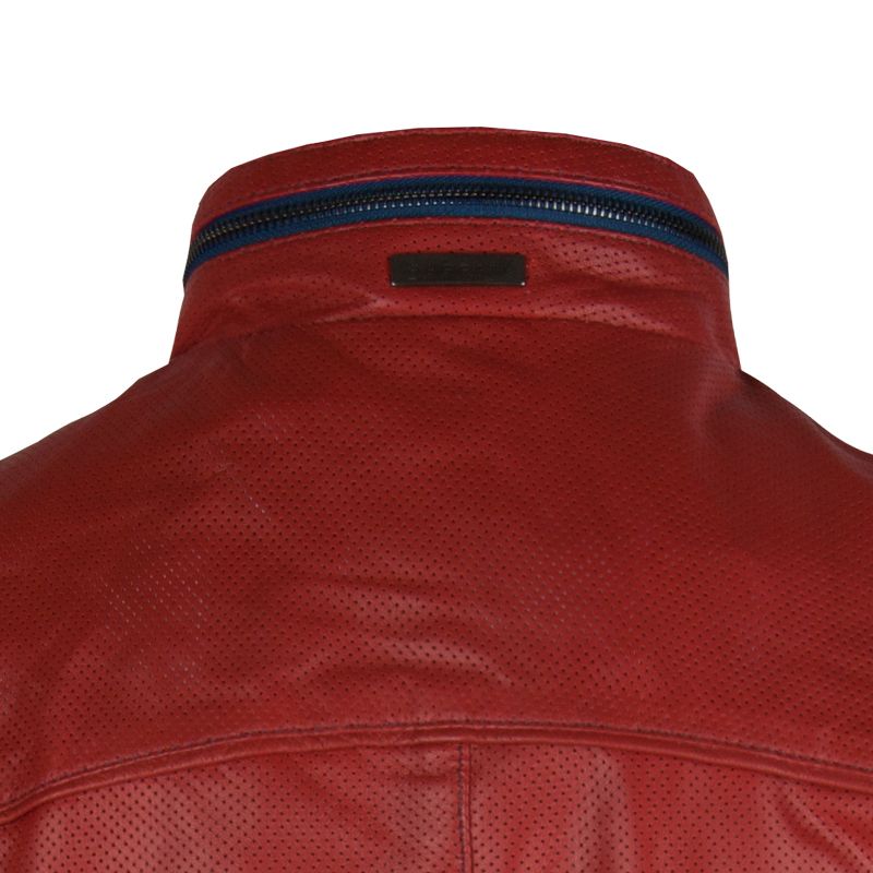 Чоловіча шкіряна куртка з перфорацією Bugatti 5931-611 580 Червона 48