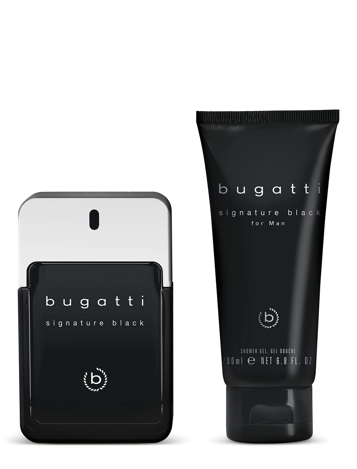 Подарочный набор туалетная вода и гель для душа для мужчин Bugatti Signature Black 3556585075 Черный 100 мл + 200 мл