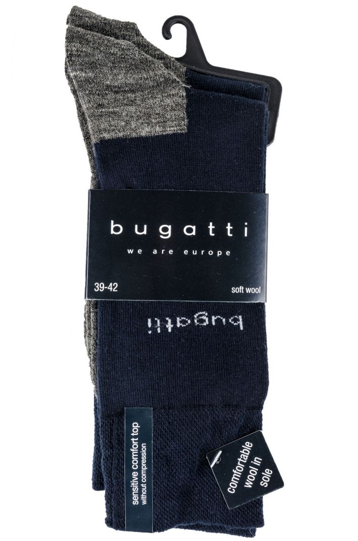 Набір з 2-х пар чоловічих шкарпеток Bugatti 6906-545 Темно-синій з сірим 39-42