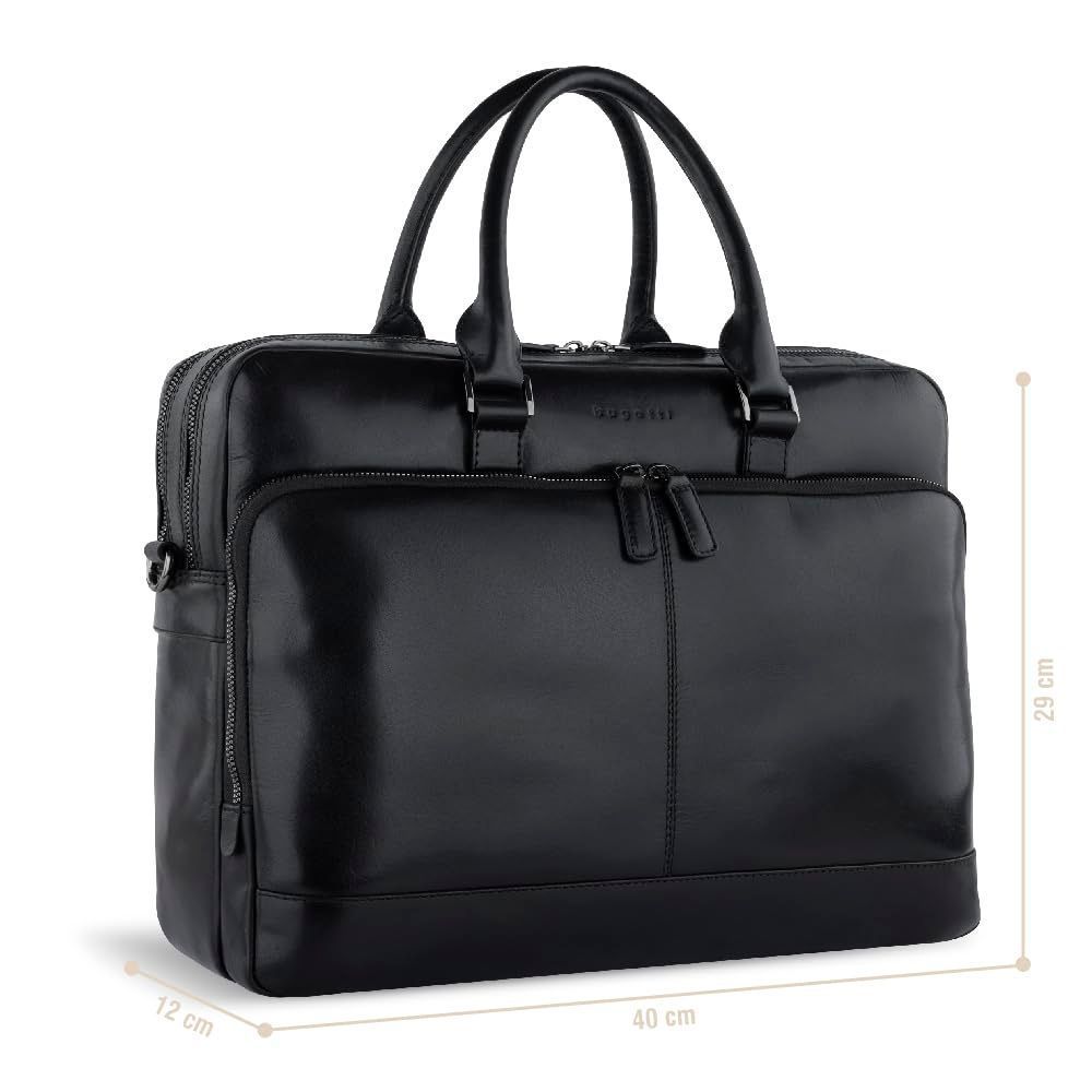 Мужская сумка-портфель кожаная Bugatti ROMANO 49401801 Черный One Size